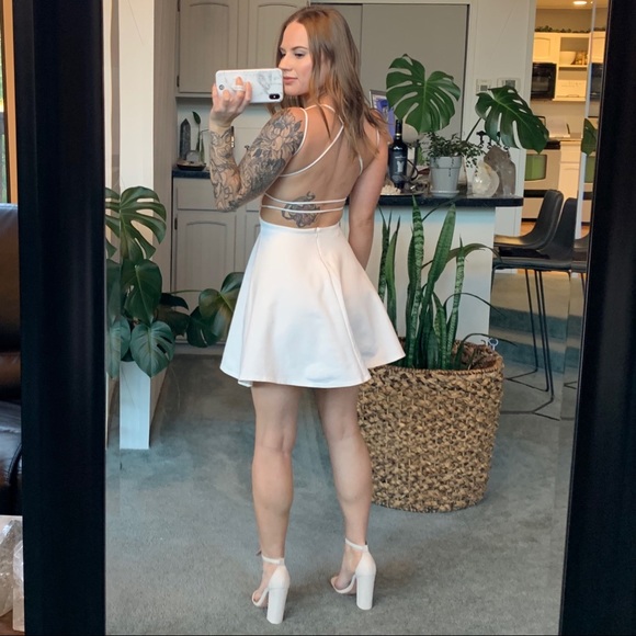 Lulus Dresses & Skirts - Lulu’s White Backless Skater Dress